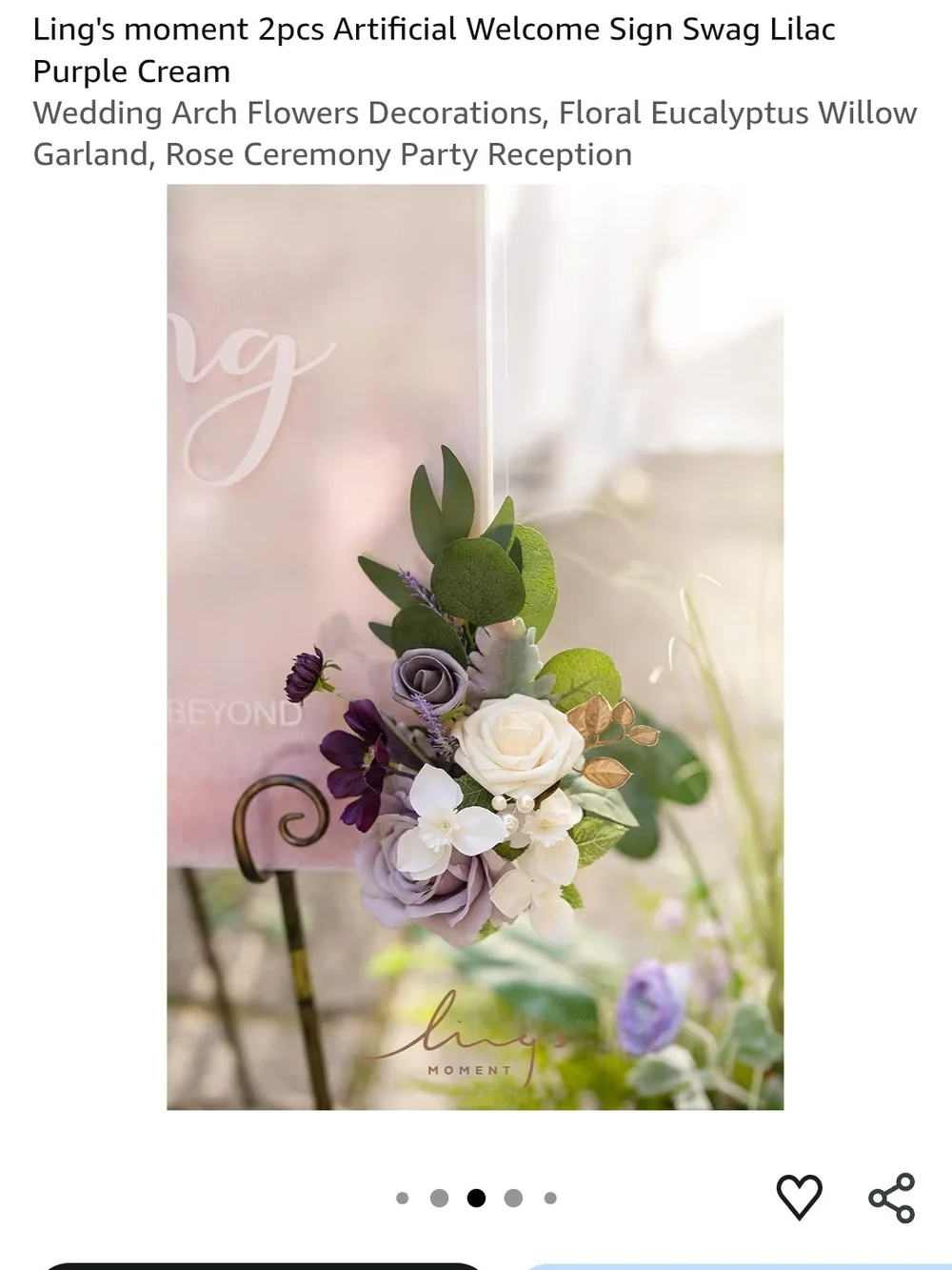Artificial Floral Welcome Sign Swag - Lilac, Purple & Cream - 2 Pack
